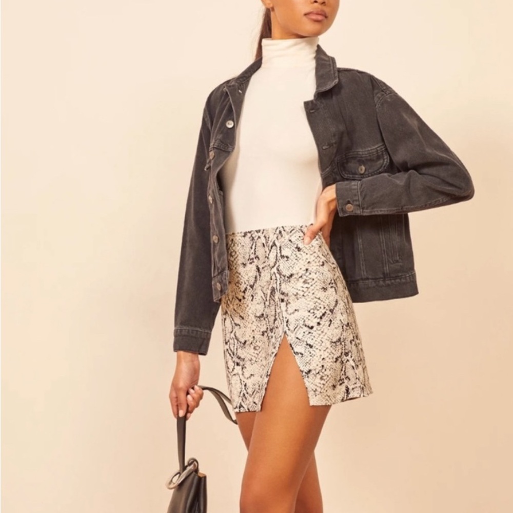 Reformation Snake Print Mini Skirt
